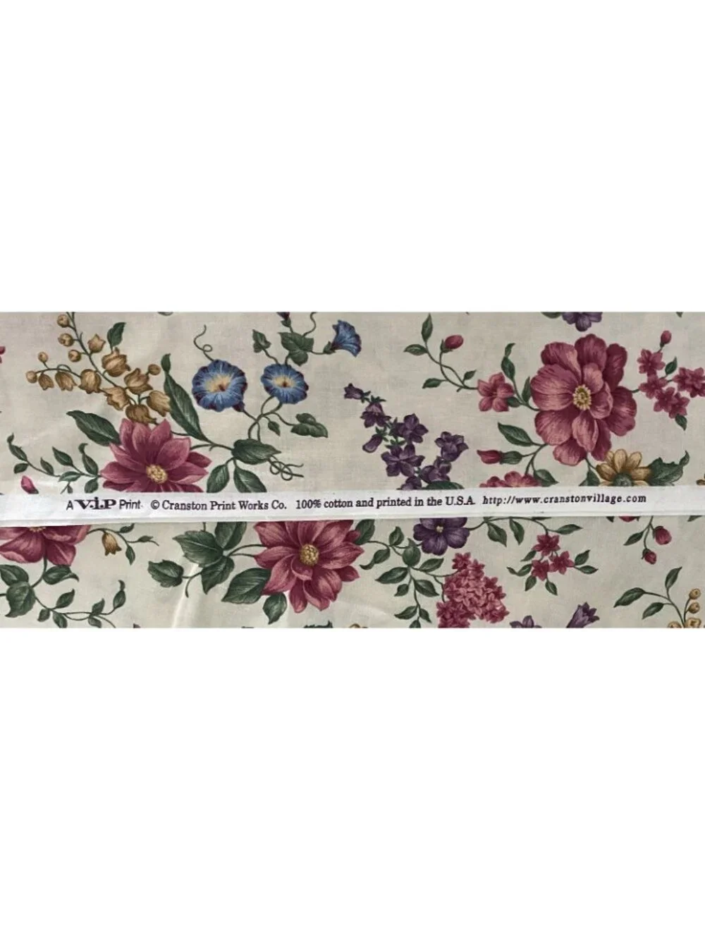 Cranston USA Made 100% Cotton Floral Fabric 4 Yards X 44”